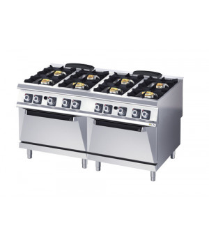 GAS STOVE - 8 BURNER - DOUBLE OVEN GN 2/1 OVEN - GAS