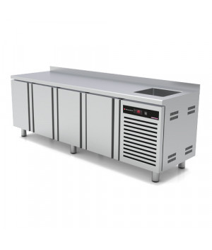 REFRIGERATED COUNTER - POSITIVE COLD - DEPTH 700 MM - GN 1/1 - LEANING 4 DOORS - 635L
