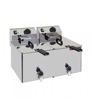 ELECTRIC TABLE FRYERS - WITH DRAIN - DOUBLES - 2 x 7 L