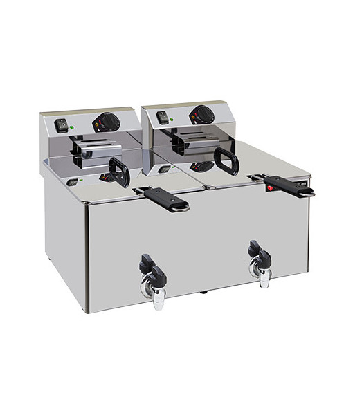 ELEKTRISCHE TISCHFRITEUSEN - MIT ABLAUF - DOPPELTER TURBO - 2 x 7 L