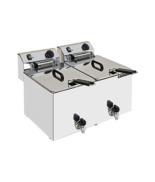 FRIGGITRICI ELETTRICHE DA TAVOLO - CON SCARICO - DOPPIO TURBO - 2 x 9 L FRIGGITRICI ELETTRICHE DA TAVOLO - CON SCARICO - DOPPIO TURBO - 2 x 9 L
