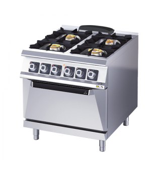 GAS STOVE - 4 BURNER - GN 2/1 OVEN - GAS + ELECTRICAL