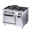 GAS STOVE - 6 BURNER - GN 2/1 OVEN + CUPBOARD - GAS