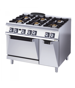 GAS STOVE - 6 BURNER - GN 2/1 OVEN + CUPBOARD - GAS