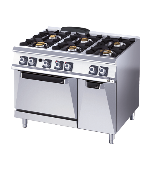 GAS STOVE - 6 BURNER - GN 2/1 OVEN + CUPBOARD - GAS GAS STOVE - 6 BURNER - GN 2/1 OVEN + CUPBOARD - GAS
