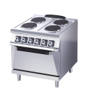 ELECTRIC STOVE - 4 ROUND PLATES - GN 2/1 OVEN - 10.4 kW + 6 kW OVEN