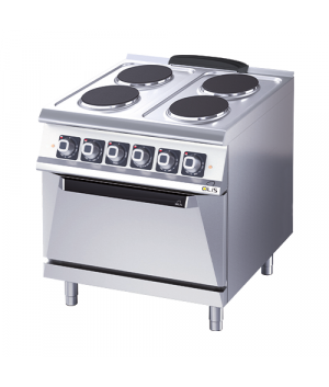 CUCINA ELETTRICA - 4 PIASTRE TONDE - FORNO GN 2/1 - FORNO 10,4 kW + 6 kW